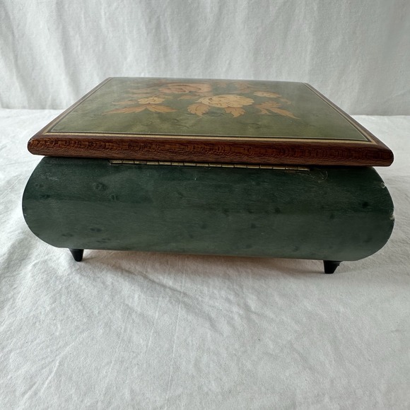 Vintage Swiss Reuge Musical Music Wood Inlay Box Fur Elise Made In Italy W/Key - Picture 6 of 16